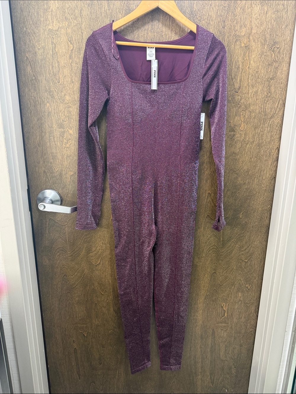 PINK Victoria's Secret Sparkle Plum Long-Sleeve Jumpsuit